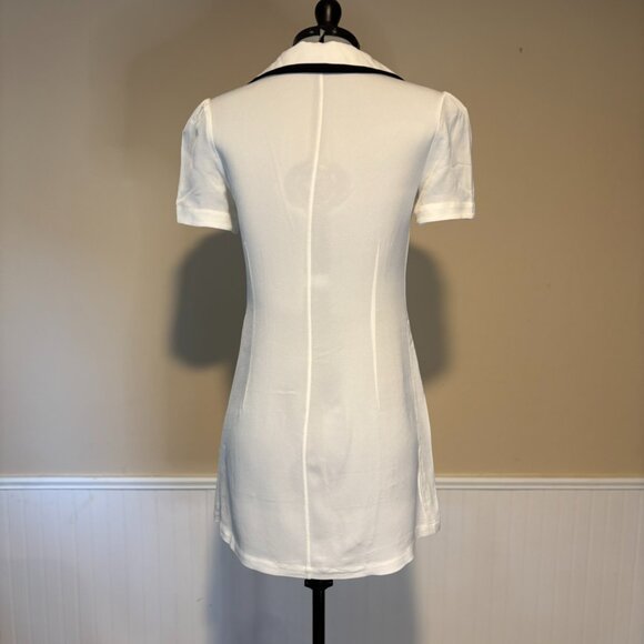Rumored Bonsoir Black & White Mini Dress | White Fabric Button Down Unlined | XS - Picture 5 of 7